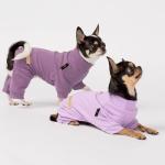 Fitwarm 2 Pack Lightweight Fleece Dog Pajamas, Warm Winter Dog Clothes for Small Dogs Boy Girl, Cozy Pet Onesie with Feet, Violet Purple, XXL