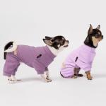Fitwarm 2 Pack Lightweight Fleece Dog Pajamas, Warm Winter Dog Clothes for Small Dogs Boy Girl, Cozy Pet Onesie with Feet, Violet Purple, XXL