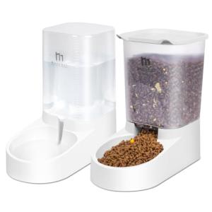 Marchul Dog Feeder, Gravity Cat Feeder and Water Dispenser Set, Automatic Pet Food Bowl and Waterer Large Capacity for Small Medium Pets Puppy Kitten Rabbit, 1 Gallon