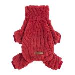 Fitwarm Turtleneck Fleece Dog Sweater Pajamas, Warm Winter Dog Clothes for Small Dogs Boy Girl, Fuzzy Pet Onesie with Feet, Red, Small
