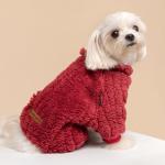 Fitwarm Turtleneck Fleece Dog Sweater Pajamas, Warm Winter Dog Clothes for Small Dogs Boy Girl, Fuzzy Pet Onesie with Feet, Red, Small