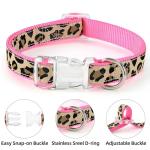 Mile High Life Leopard Dog Harness Collar Leash Set, Adjustable No Pull Dog Halter Harness for Small Breed Dogs, Easy Control for Training Walking (Pink, XS Chest 9"-15", Neck 8"-12")