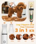 oneisall Dog Clippers and Paw Trimmer Kit 2 in 1 Low Noise Cordless Dog Clippers for Grooming Pet Hair Trimmers for Small and Large Dogs Cats Animals