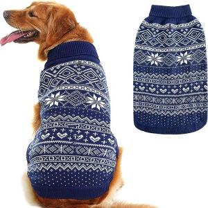 HOMIMP Dog Sweater Argyle - Warm Sweater Winter Clothes Puppy Soft Coat, Ugly Dog Sweater for Small Medium and Large Dogs, Pet Clothing Boy Girl Blue