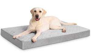 NUPIDA Orthopedic XL Dog Beds Large Sized Dog Waterproof Bed with Removable Washable Cover and Non-Slip Bottom, Quilting Pet Mattress for Crate, 41x27 Inch, Light Gray