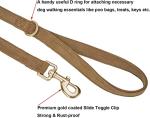 Ewinoom Soft Corduroy Dog Collar and Leash Set Adjustable Durable Dog Collars with Metal Buckle and Lead for Medium Dogs,Brown