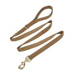 Ewinoom Soft Corduroy Dog Collar and Leash Set Adjustable Durable Dog Collars with Metal Buckle and Lead for Medium Dogs,Brown