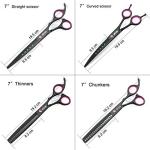 7.0 inches Professional Dog Grooming Scissors Set Straight & thinning & Curved & chunkers 4pcs in 1 Set (with Comb)