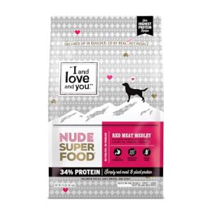 I and love and you Nude Super Food Dry Dog Food - Red Meat Medley - Prebiotic + Probiotic, Grain Free, Real Meat, No Fillers, 23lb Bag