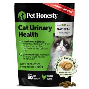 Cat Urinary Tract Health Crunchy & Creamy Chews - Promotes Healthy Digestion & Normal Bladder Function with Cranberry, Antioxidants, & Probiotics - Gut + Bladder Support Supplement (30 Day Supply)