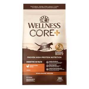 Wellness CORE+ Adult Dry Cat Food for Indoor and Outdoor Cats, Wholesome Grains, Natural, Digestive Health Chicken & Rice (11 Pound Bag)