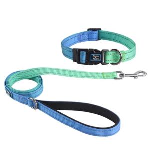 Roses&Poetry Bluegreen Medium Dog Collar and Leash Set, Puppy Reflective Leashes with Collars, Adjustable Durable Matching Collar Leash for Medium Dogs Girl (Bluegreen-M)