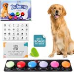 A-URA Dog Buttons for Communication with Non-Slip Mat, HD Sound 30s Recordable Dog Talking Button Set with Training Guide eBook and 24 Stickers, Pet Talking Buttons for Dog Speaking (6pc)