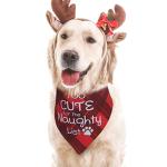 Earus Christmas Dog Bandanas Funny, Dog Christmas Scarf 2 Packs, Pets Festive Plaid Décor for Medium Large Dogs