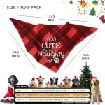 Earus Christmas Dog Bandanas Funny, Dog Christmas Scarf 2 Packs, Pets Festive Plaid Décor for Medium Large Dogs