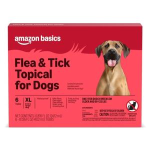Amazon Basics Flea and Tick Topical Treatment for X-Large Dogs (89-132 Pounds), 6 Count, Packaging May Vary