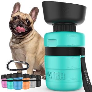 lesotc Dog Water Bottle, Portable Water Dispenser with Bowl, Leak Proof Pet Travel Squeeze Bottle, Puppy Essentials Dog Stuff Accessories for Outdoor Walking, Hiking, Camping