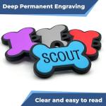 GoTags Silicone Dog Tags, Soundless Pet Tag, Personalized Silent Tag Engraved for Pets with Cute Custom Designs, for Dogs and Cats, (Bone, Purple)