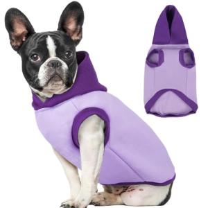 Medium Dog Hoodies for Small Breeds- Purple Hooded Vest | Sleeveless Lightweight Dog Clothes, Sweatshirt with Leash Hole for Walking, Indoor & Outdoor Warm Wear