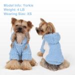 YIKEYO Dog Hoodie Pet Clothes Sweater with Hat Soft and Warm Cold Weather for Small Patchwork Hood(Blue, XS)