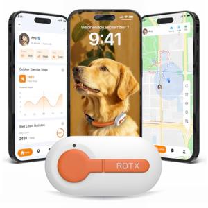 ROTX Dog GPS Tracker Real-time Tracker Alerts Virtual Fence Location for Pet Over 11.06lbs Dog Cat Collar Attachment of Random Color Subscription Required Waterproof IP67 Health & Wellness White