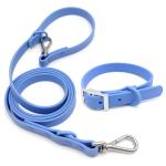 ZALER Dog Collar and Leash Set, Waterproof Adjustable Odor Proof Pet Collars Leashes Easy to Clean, 6FT Dog Leash with 2 Hooks for Large, Medium Small Dogs (S, Blue)