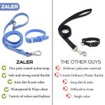 ZALER Dog Collar and Leash Set, Waterproof Adjustable Odor Proof Pet Collars Leashes Easy to Clean, 6FT Dog Leash with 2 Hooks for Large, Medium Small Dogs (S, Blue)