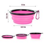 Dog Bowl Pet Collapsible Bowls, 2 Pack Collapsible Dog Water Bowls for Cats Dogs, Portable Pet Feeding Watering Dish for Walking Parking Traveling with 2 Carabiners (Small, Black & Pink)