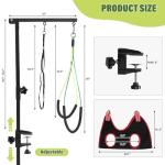 Dog Grooming Arm with Pet Grooming Hammock, getlstub 35" Pet Grooming Table Arm with Adjustable No Sit Haunch Holders, Dog Grooming Stand with Loop Noose for Small and Medium Pets