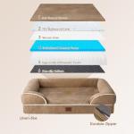 EHEYCIGA Orthopedic Dog Beds for Large Dogs, Waterproof Memory Foam Large Pet Bed with Sides, Non-Slip Bottom and Egg-Crate Foam Dog Couch Bed with Washable Removable Cover, Beige