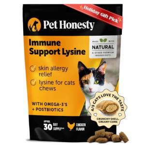 Cat Immune Support Lysine – Allergy Relief & Immune Health Supplement for Cats with L-Lysine, Colostrum, Quercetin & Omega-3 – Soothes Sneezing, Runny Nose & Itchy Skin Chicken, (30-Day Supply)