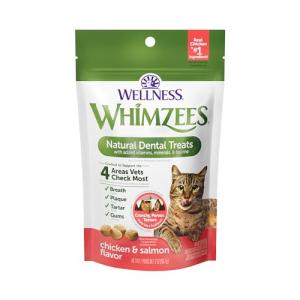 WHIMZEES Wellness Cat Dental Treats, Natural Chews, Chicken and Salmon Flavor, (2 Ounce Bag)