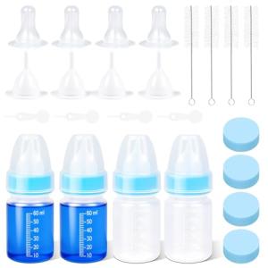 Puppy Kitten Nursing Bottle 2oz- Small Animal Feeding Kit with Nipples | Hand Feeding Supplies for Puppies, Kittens, Rabbits, Ferrets & Newborn Pets