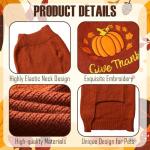 PAYHTOW Thanksgiving Dog Sweater, Knitted Dog Thanksgiving Fall Holiday Sweaters Outfit Clothes for Small Medium Large Dogs Pets (Pumpkin, X-Large)