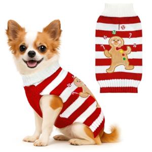 BAEJMJK Dog Christmas Sweater Xmas Holiday Dog Clothes Warm Turtleneck Pet Puppy Outfits Costume Fall Winter Knit Pullover for Small Medium Large Dogs(Red,Large)