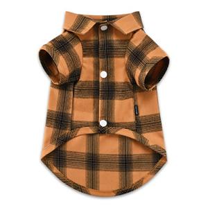 Koneseve Dog Shirt Plaid Dog Clothes for Small Dogs Boy Girl Cat Clothes Soft Puppy Outfit Adorable Pet T-Shirts Kitten Grid Costume Apparel Thanksgiving Christmas Clothing (Yellow; M/Medium)