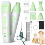 SUPRENT Dog Grooming Kit, 4 in 1 Dog Clippers for Grooming Supplies, Cordless Electric Pet Nail Grinder Cat Paw Trimmer Professional Long Hair Shaver Set for Cat Matted Hair and Small Dogs Thick Coats