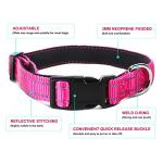 Jumpress Soft Neoprene Padded Dog Collar and Leash Set for Small Medium Large Dogs, Reflective Durable Nylon Dog Collar with 5ft Leash Easy for Walking, Hot Pink,Neck fit 12.5-19.5’’