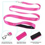 Jumpress Soft Neoprene Padded Dog Collar and Leash Set for Small Medium Large Dogs, Reflective Durable Nylon Dog Collar with 5ft Leash Easy for Walking, Hot Pink,Neck fit 12.5-19.5’’