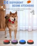 Dog Buttons for Communication, 8 Dog Talking Button Set, 30s Recordable Voice Pet Buzzer Training Buttons, Speaking Button for Dogs with Anti-Slip Dog Buttons Talk Mat and 24 Scene Stickers
