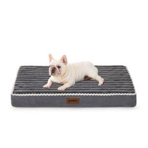ZOMISIA Dog Crate Bed for Medium Size Dog - Waterproof Puppy Bed for 30 Inch Kennel with Removable Washable Corduroy Cover, Orthopedic Support with Egg Crate Foam Filling, Grey