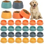Acshio 24 Pack Plastic Dog Bowl, 10 Oz Reusable Pet Food and Water Bowl with Cute Dog Paw Print, Stackable Puppy Cat Feeding Bowls Food Dishes for Dog Cat Party Supplies, 4 Color