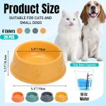 Acshio 24 Pack Plastic Dog Bowl, 10 Oz Reusable Pet Food and Water Bowl with Cute Dog Paw Print, Stackable Puppy Cat Feeding Bowls Food Dishes for Dog Cat Party Supplies, 4 Color