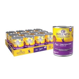 Wellness Complete Health Pate Adult Wet Cat Food, Natural, Protein-Rich, Grain Free, 12.5 Ounce, 12 Pack, (Turkey & Salmon)
