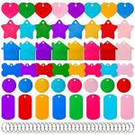 Framendino, 48 Pack Colorful Blank Pet Id Tag Aluminum Dog Cat Tags Round Heart Star Bone House Rectangle Personalized Engraved Name Discs