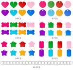 Framendino, 48 Pack Colorful Blank Pet Id Tag Aluminum Dog Cat Tags Round Heart Star Bone House Rectangle Personalized Engraved Name Discs