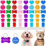 Framendino, 48 Pack Colorful Blank Pet Id Tag Aluminum Dog Cat Tags Round Heart Star Bone House Rectangle Personalized Engraved Name Discs