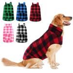 ASENKU Dog Winter Coat, Fleece Doggie Jacket Plaid Reversible Vest Waterproof Windproof Cold Weather Clothes for Small Medium Large Dogs(Red, M)