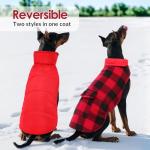 ASENKU Dog Winter Coat, Fleece Doggie Jacket Plaid Reversible Vest Waterproof Windproof Cold Weather Clothes for Small Medium Large Dogs(Red, M)