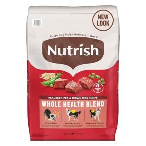 Nutrish Dry Dog Food, Real Beef, Pea & Brown Rice Recipe Whole Health Blend for Adult Dogs, 40 lb. Bag, Packaging May Vary (Rachael Ray)